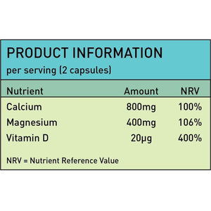 Calcium Magnesium & Vitamin D High Strength Vegan Capsules Strengthen Bones & Teeth & Joints Support | 90 Capsules
