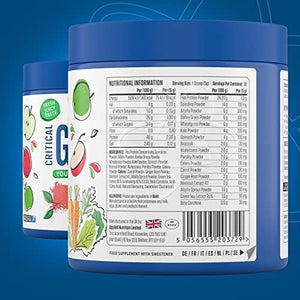 Applied Nutrition Critical Greens Powder and Superfood Blend for Gut Health Energy and Immune Support Vegan Daily Greens Juice Powder (150G - 30 Servings) (Apple Burst)