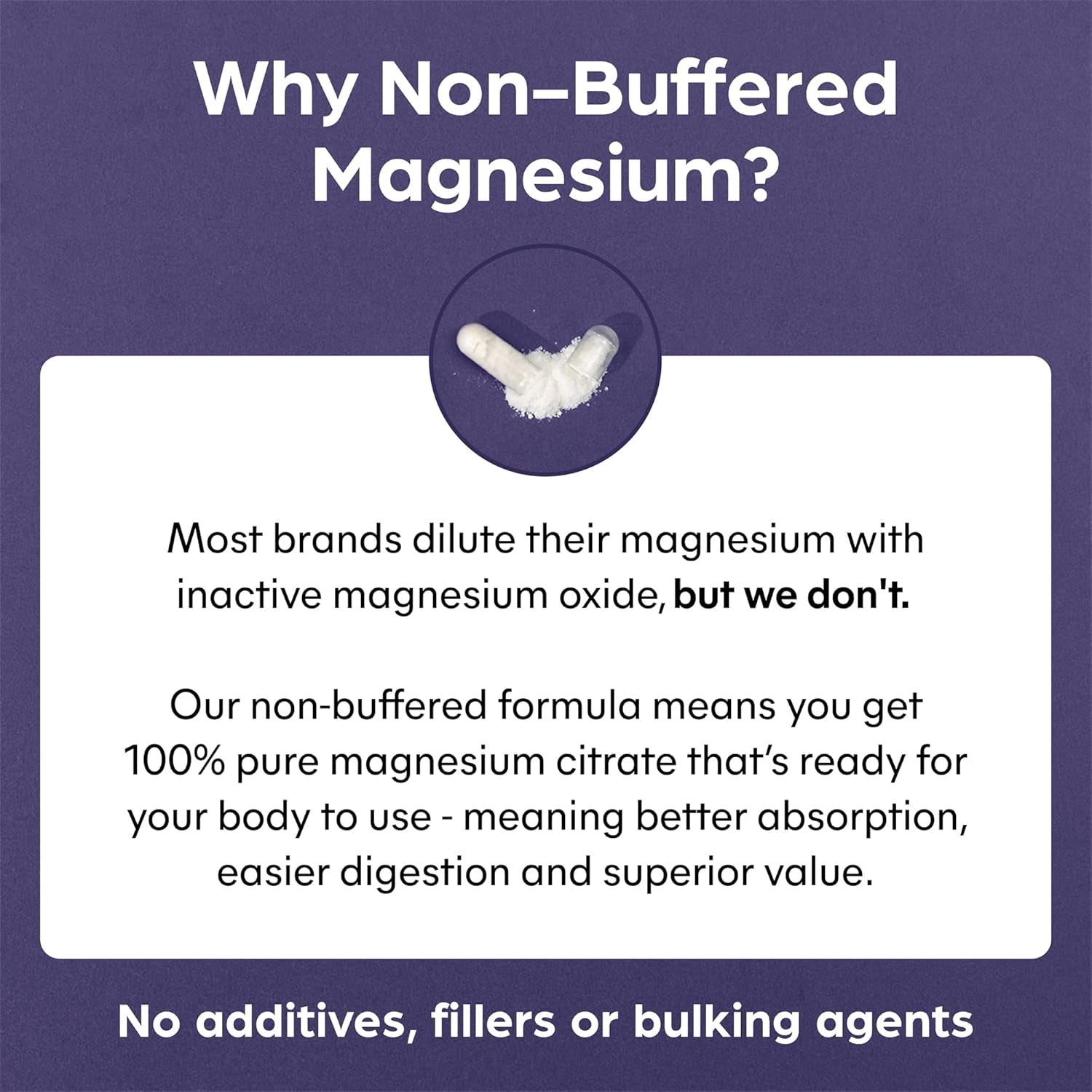 Purolabs Magnesium Citrate - High Strength Non-Buffered Magnesium - Superior Absorption for Sleep, Energy & Muscle Function - Vegan - Clean Formula - 90 Capsules
