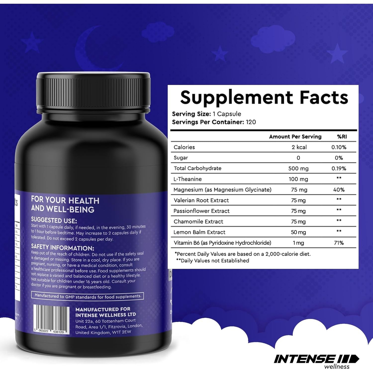 Natural Night Complex – Melatonin Substitute with Valerian, Lemon Balm, Magnesium & Chamomile – Botanical Sleep Blend for Relaxation – Vegan-Friendly Evening Supplement – 120 Capsules