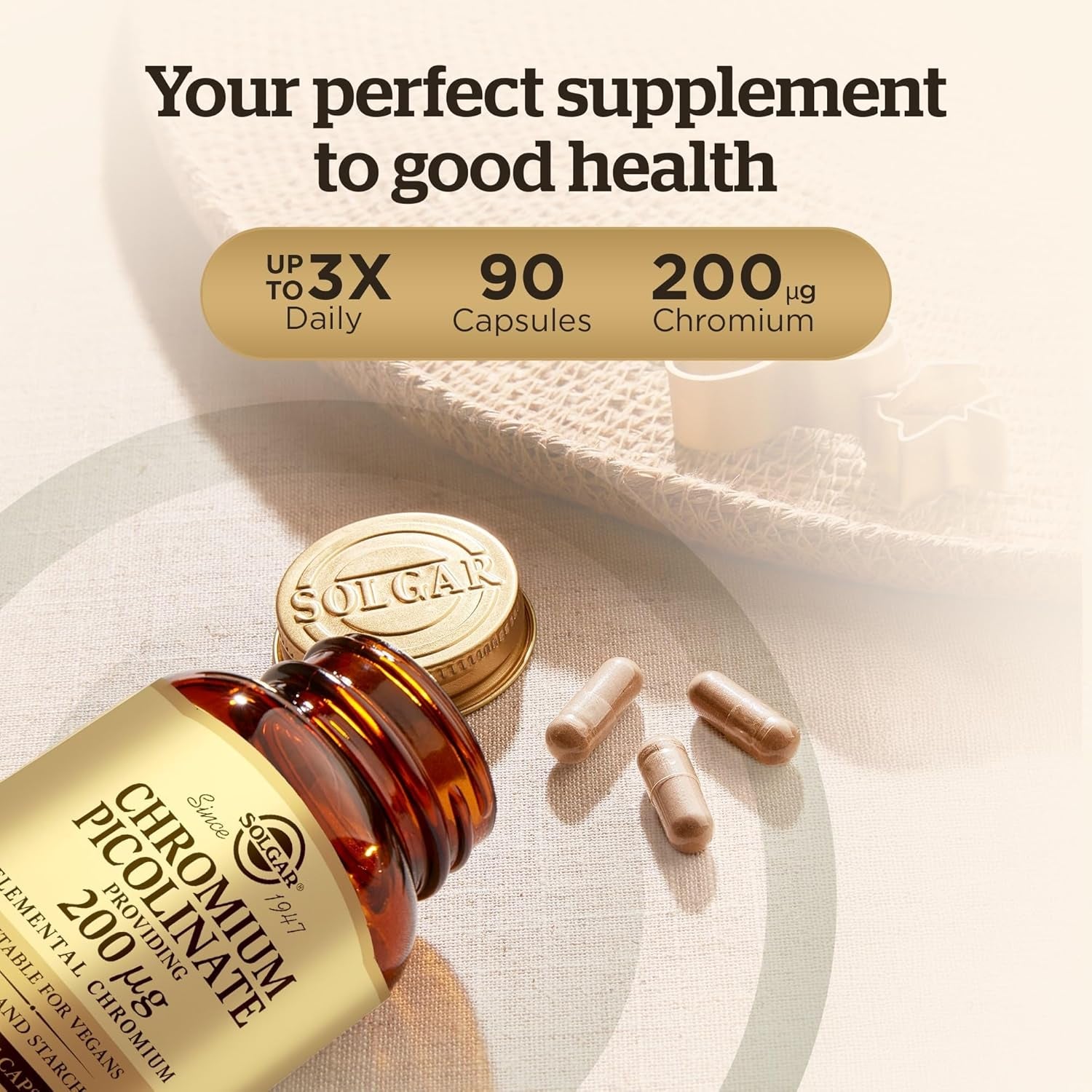 Solgar Chromium Picolinate 200 Μg Vegetable Capsules - Pack of 90 - High Absorption Rate - Supports a Healthy Metabolism and Blood Glucose Level - Vegan and Gluten Free Gold