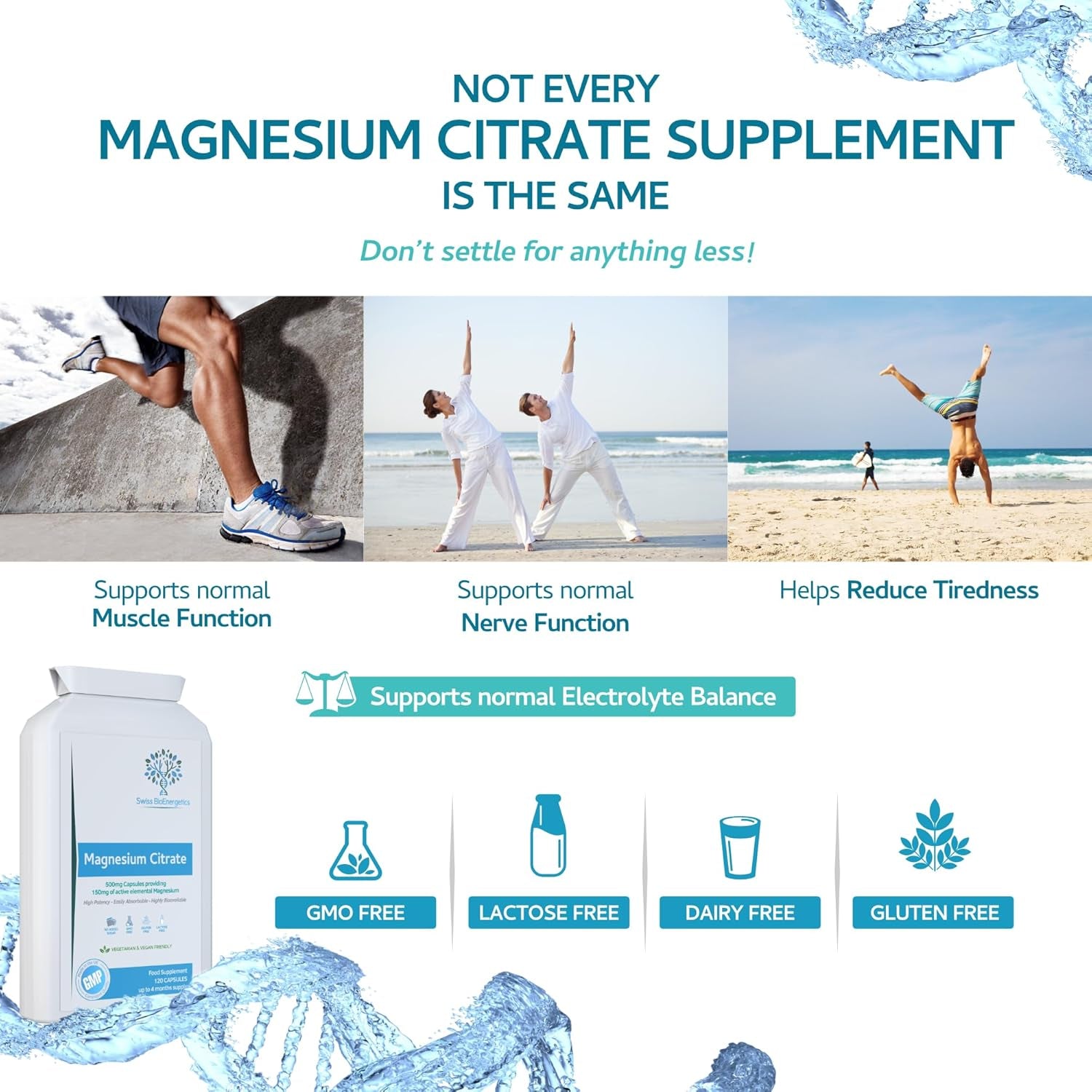 Magnesium Citrate 500Mg 120 Capsules - Providing 150Mg of Active Elemental Magnesium - High Potency - Easily Absorbable - Highly Bioavailable - UK Manufactured