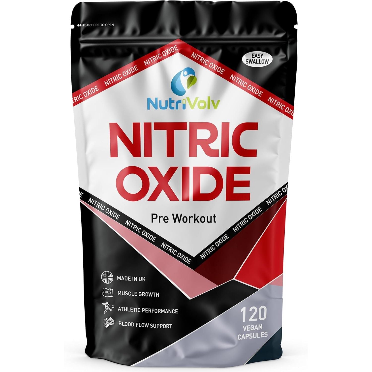 Nitric Oxide L-Arginine 100% Pre Workout Supports Athletic Performance and Muscle Building | 120 Capsules