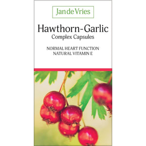 Jan De Vries Hawthorn-Garlic Complex | Rich Source of Natural Vitamin E, an Antioxidant | Contains Vitamin B1 Which Contributes to Normal Heart Function | 90 Capsules