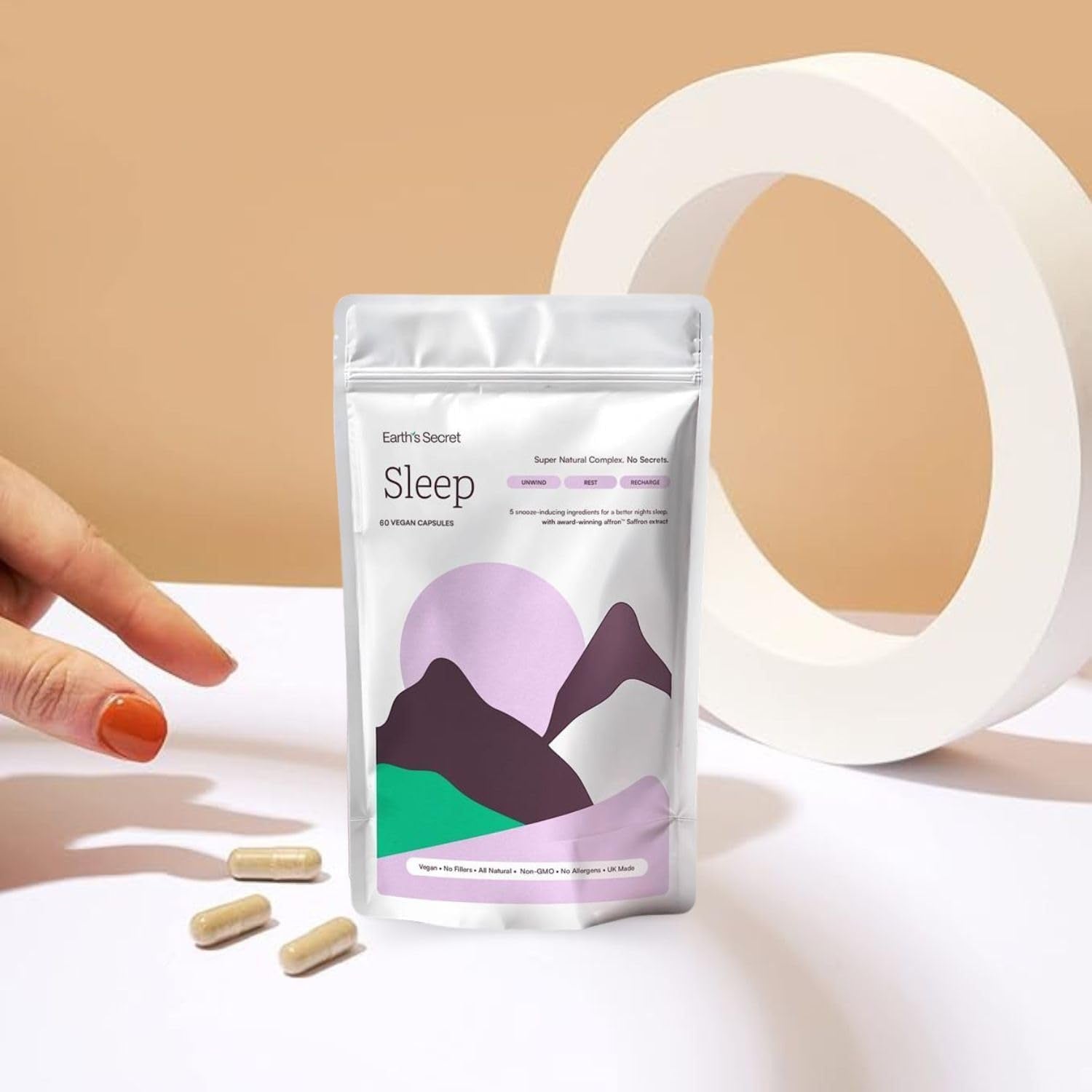 Earth'S Secret Sleep – Award Winning Saffron Extract & Tart Cherry Formula for Restful Sleep – Passionflower, Chamomile & Lavender – Non-Gmo, Filler-Free, Made in the UK Sleep Aid - 60 Vegan Capsules