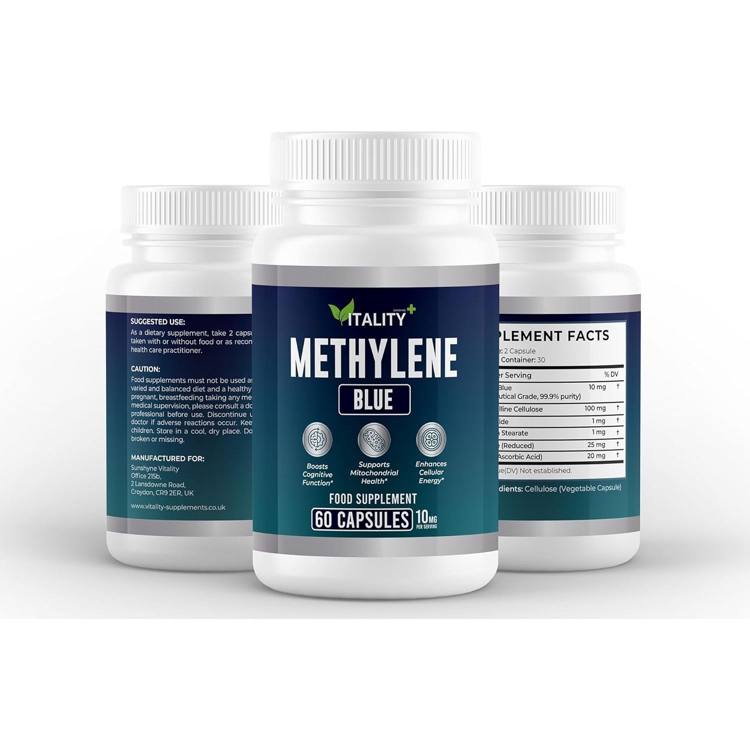 Methylene Blue Capsules - Premium 60 Capsules, One Month Supply | Cognitive Support & Cellular Health