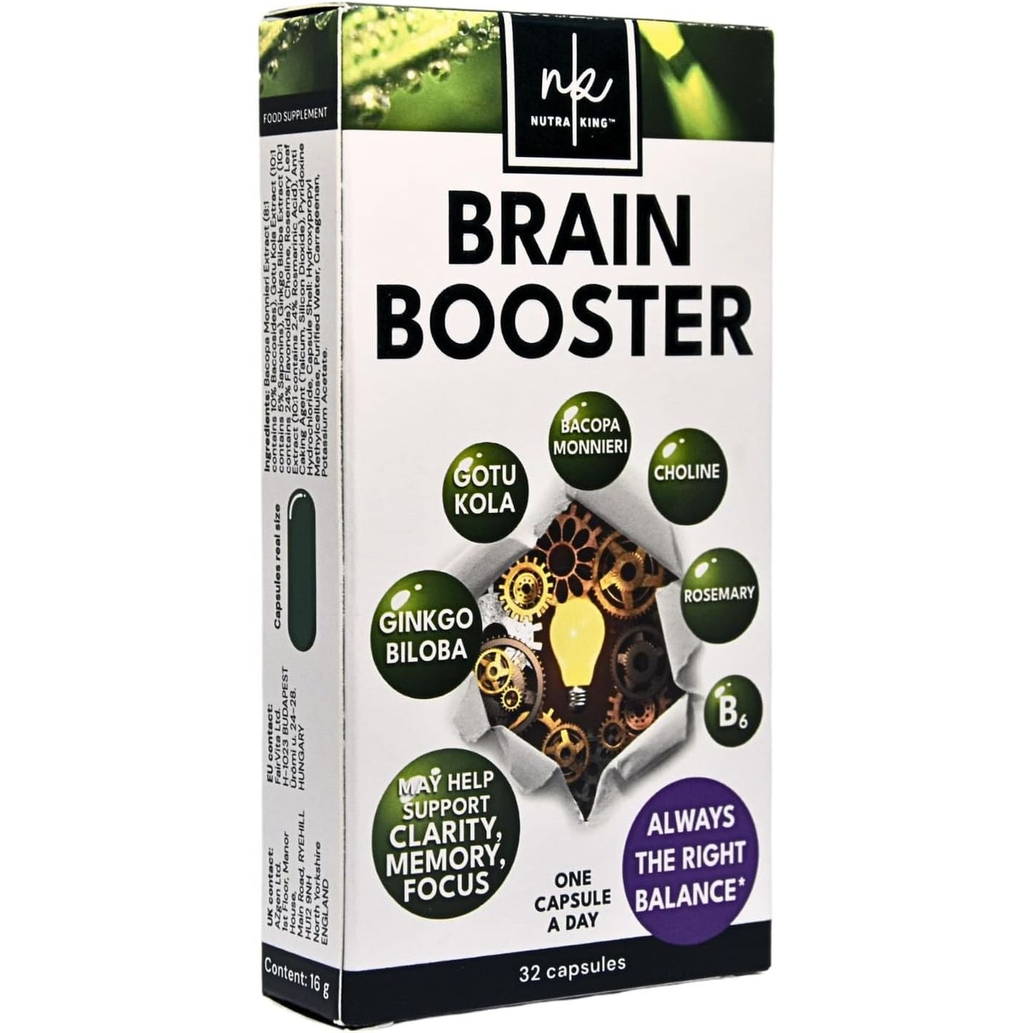 Ginkgo Biloba High Strength by Nutraking (32 Day Supply) - Brain Supplement for Focus with Ginkgo Biloba (500Mg - 24% Flavonoids), Bacopa Monnieri (1200Mg), Choline (50Mg), Rosemary Leaf (250Mg)
