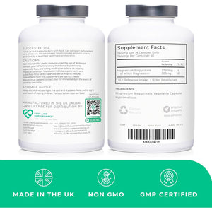 Magnesium Glycinate (Bisglycinate), 2 Month Supply - 240 Capsules, 2750Mg (303Mg Magnesium), Chelated Magnesium Supplements, Highly Bioavailable, Made in UK - GMP Certified - Love Life Supplements