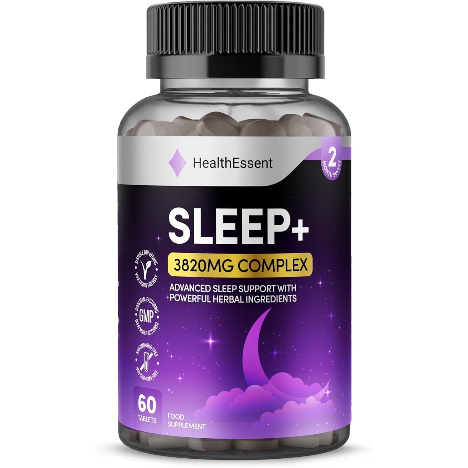 Sleeping Tablets 3820Mg Complex with Valerian Root, Ashwagandha, Magnesium, L-Theanine, Motherwort, Chamomile & Vitamin B6, High Strength Sleep Support Supplement - 60 Tablets by Healthessent