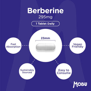 Berberine HCL Supplement 295Mg - 60 Capsules - High Strength Berbarine - MOBU UK Made