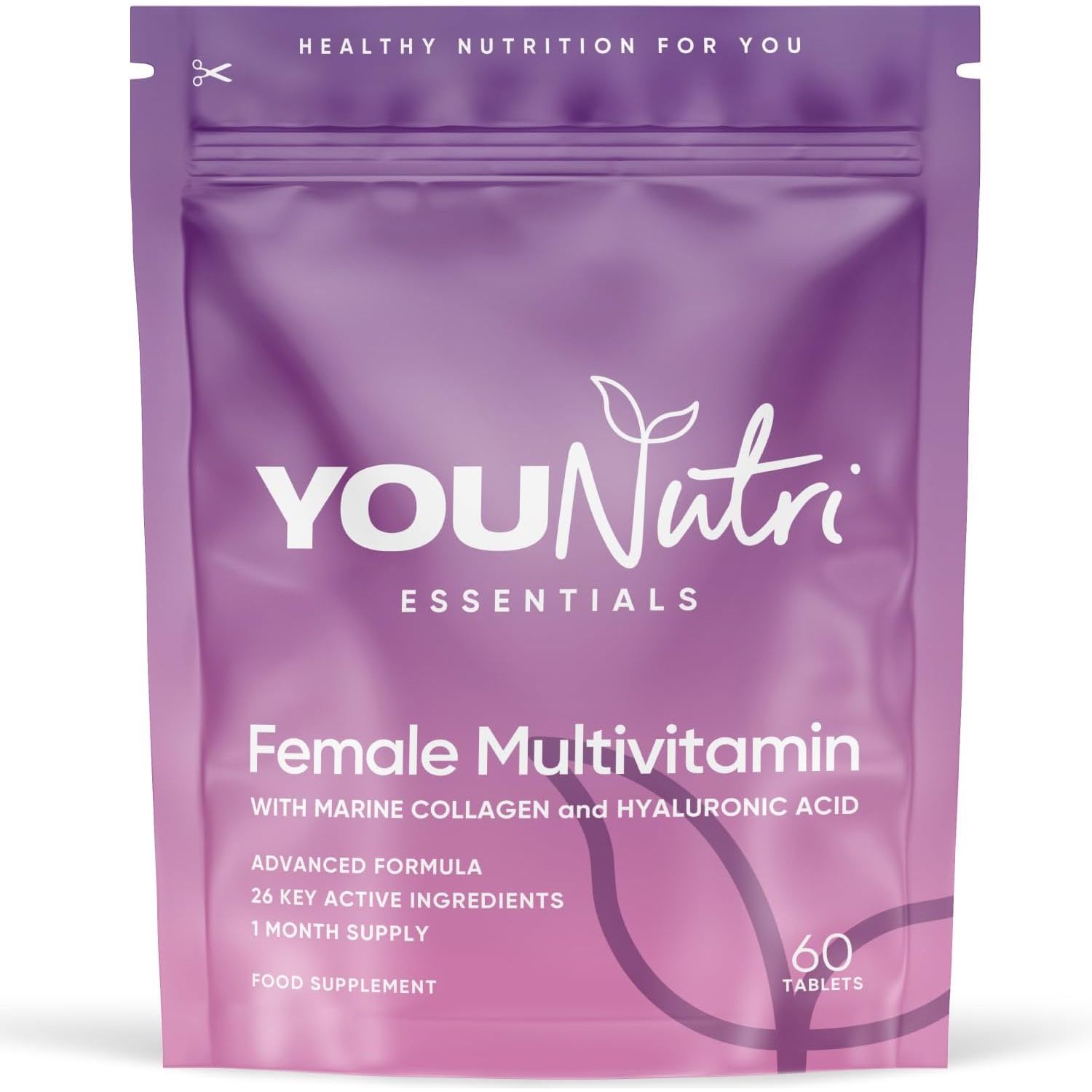 Women'S Multivitamins & Minerals with Marine Collagen & Hyaluronic Acid – 26 Essential Vitamins, Minerals, & Botanicals – UK GMP Manufactured and Lab Tested - 60 Tablets (1 Month Supply)