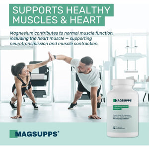 MAGSUPPS Triple Magnesium Complex for Muscles, Calm, Sleep & Energy - 300Mg of Pure Magnesium Glycinate, Malate & Citrate - 120 Capsules - 40 Servings - UK Made - Lab Tested - No Fillers