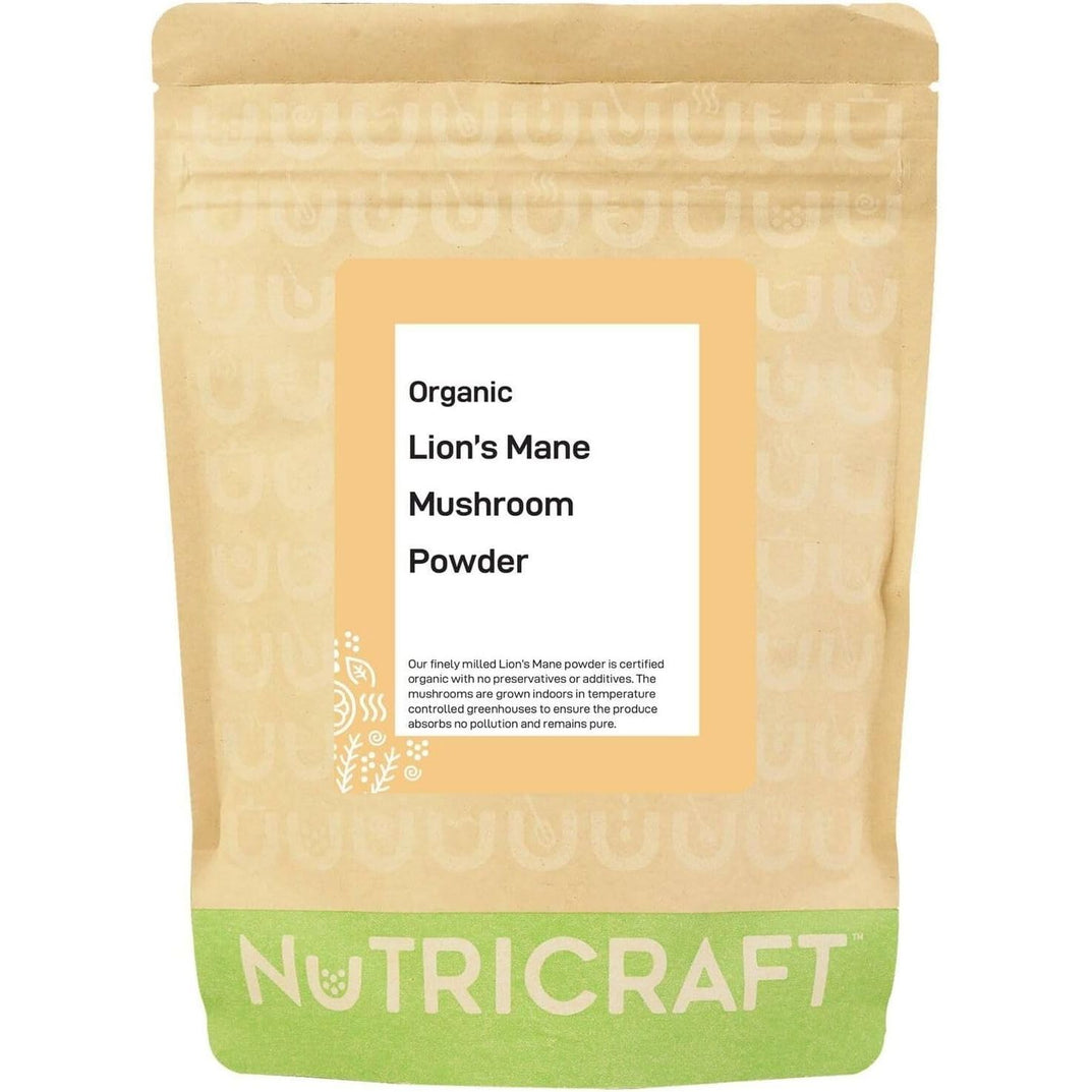 Nutricraft Organic Lion’S Mane Mushroom Powder - 1Kg, 100% Pure Botanical Food, No Preservatives, Vegan & Gluten-Free, Boosts Immune System, High in Nutrients, Use in Smoothies and Food