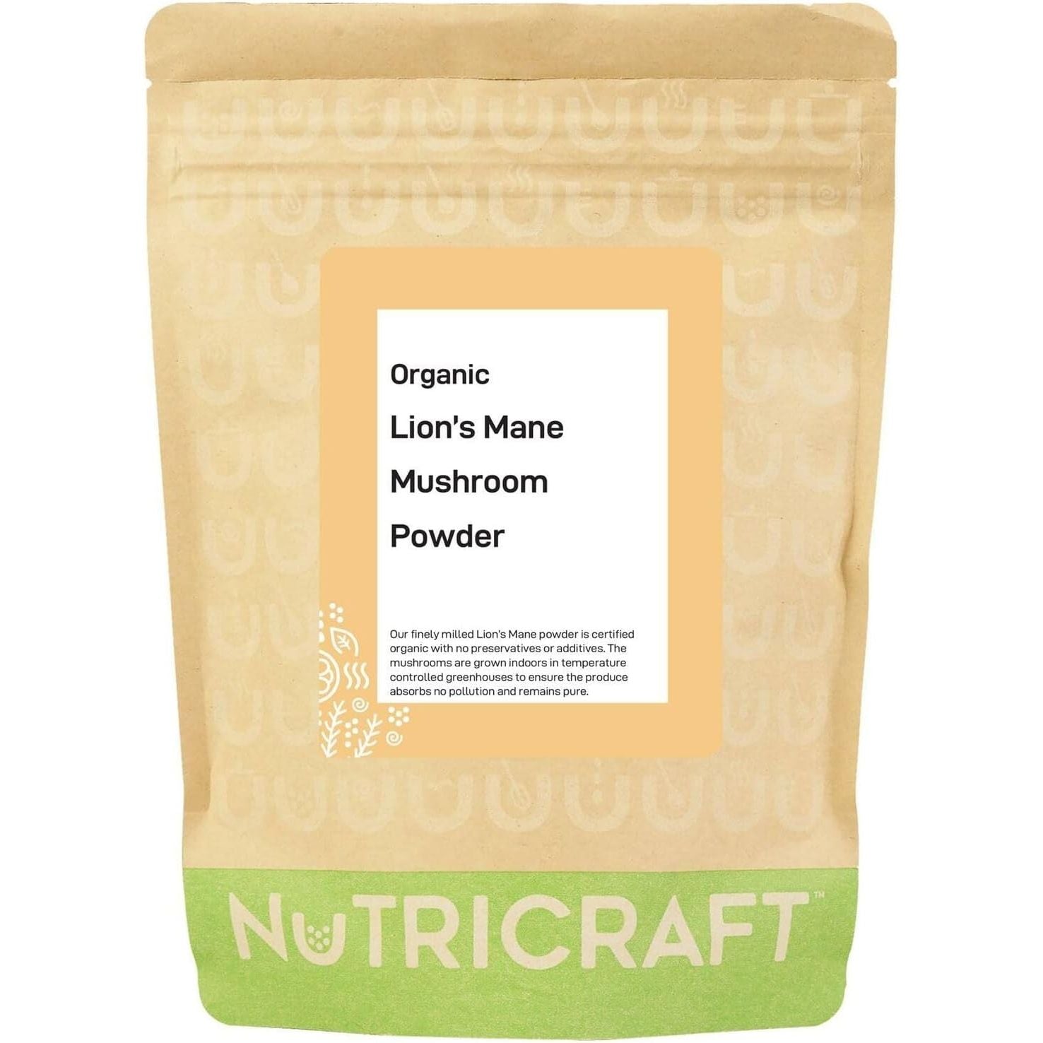 Nutricraft Organic Lion’S Mane Mushroom Powder - 1Kg, 100% Pure Botanical Food, No Preservatives, Vegan & Gluten-Free, Boosts Immune System, High in Nutrients, Use in Smoothies and Food