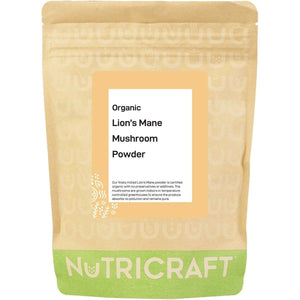Nutricraft Organic Lion’S Mane Mushroom Powder - 1Kg, 100% Pure Botanical Food, No Preservatives, Vegan & Gluten-Free, Boosts Immune System, High in Nutrients, Use in Smoothies and Food