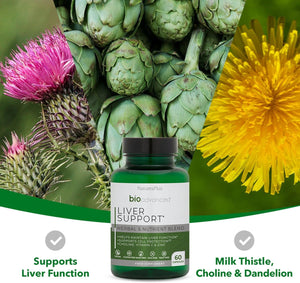 Naturesplus Bio Advanced Liver Support - Liver Health Supplement with Turmeric, Artichoke, Milk Thistle, Dandelion, Choline and Methyl Bs - Gluten, Dairy and SOYA Free - Vegan, 60 Capsules