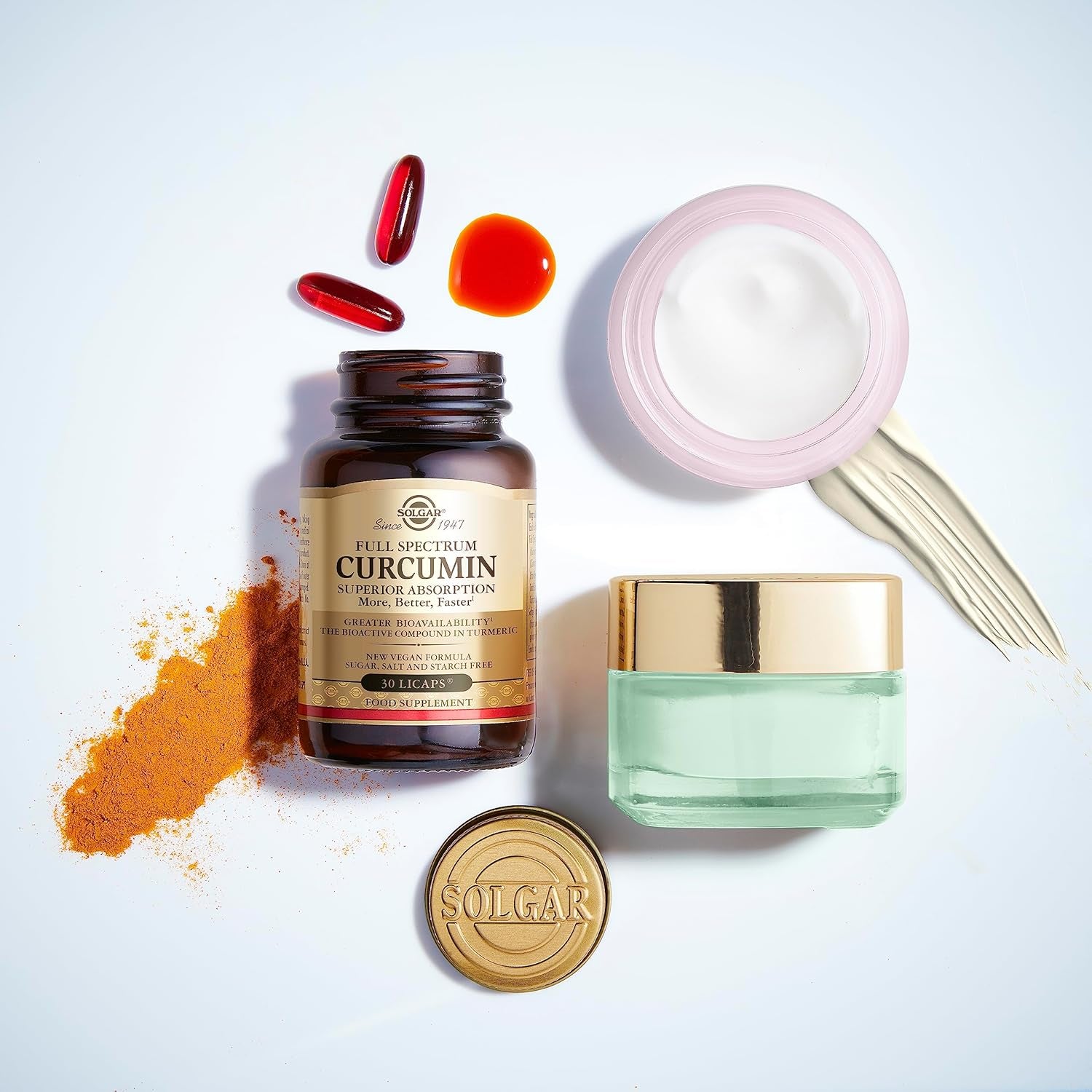 Solgar Full Spectrum Curcumin Softgels - Pack of 90 - Potent Antioxidant - Faster Absorption - Free from Sugar, Salt, Starch, Gold