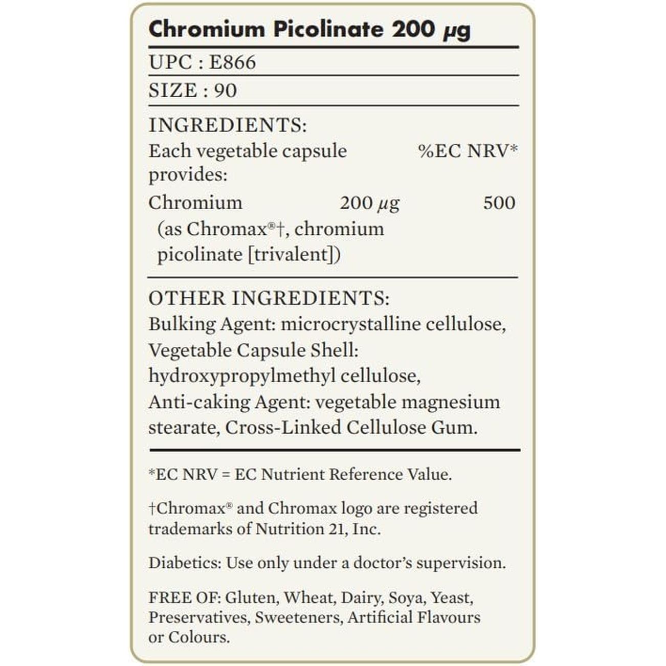 Solgar Chromium Picolinate 200 Μg Vegetable Capsules - Pack of 90 - High Absorption Rate - Supports a Healthy Metabolism and Blood Glucose Level - Vegan and Gluten Free Gold