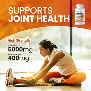 Turmeric Tablets 5000Mg with Black Pepper | 95% Curcumin Extract | 180 Easy to Swallow Tiny Turmeric and Black Pepper Tablets | Vegan & Cruelty-Free | Supplements for Men and Women by Nutrivino