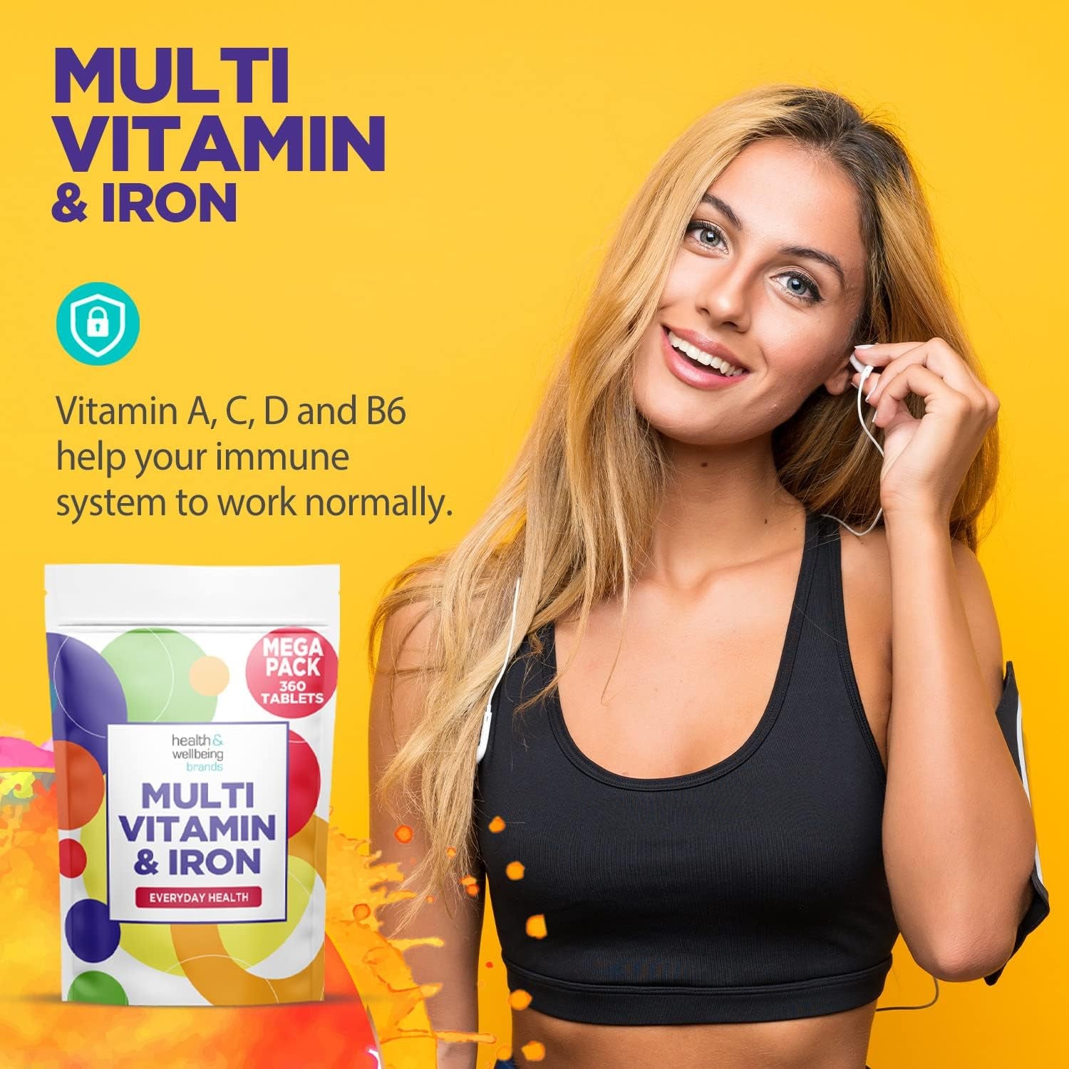 Multivitamin & Iron 360 Tablets | One a Day Formulation for Men or Women | UK Manufactured | Immune Defence: Vitamin C D & B6 Supports Immune System
