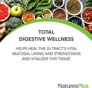 Naturesplus GI Nutra Total Digestive Wellness - Probiotics Supplement with Prebiotics, Digestive Enzymes, Glutamine, Calcium - Gut, Bloating - Vegetarian, Gluten Free - 90 Tablets