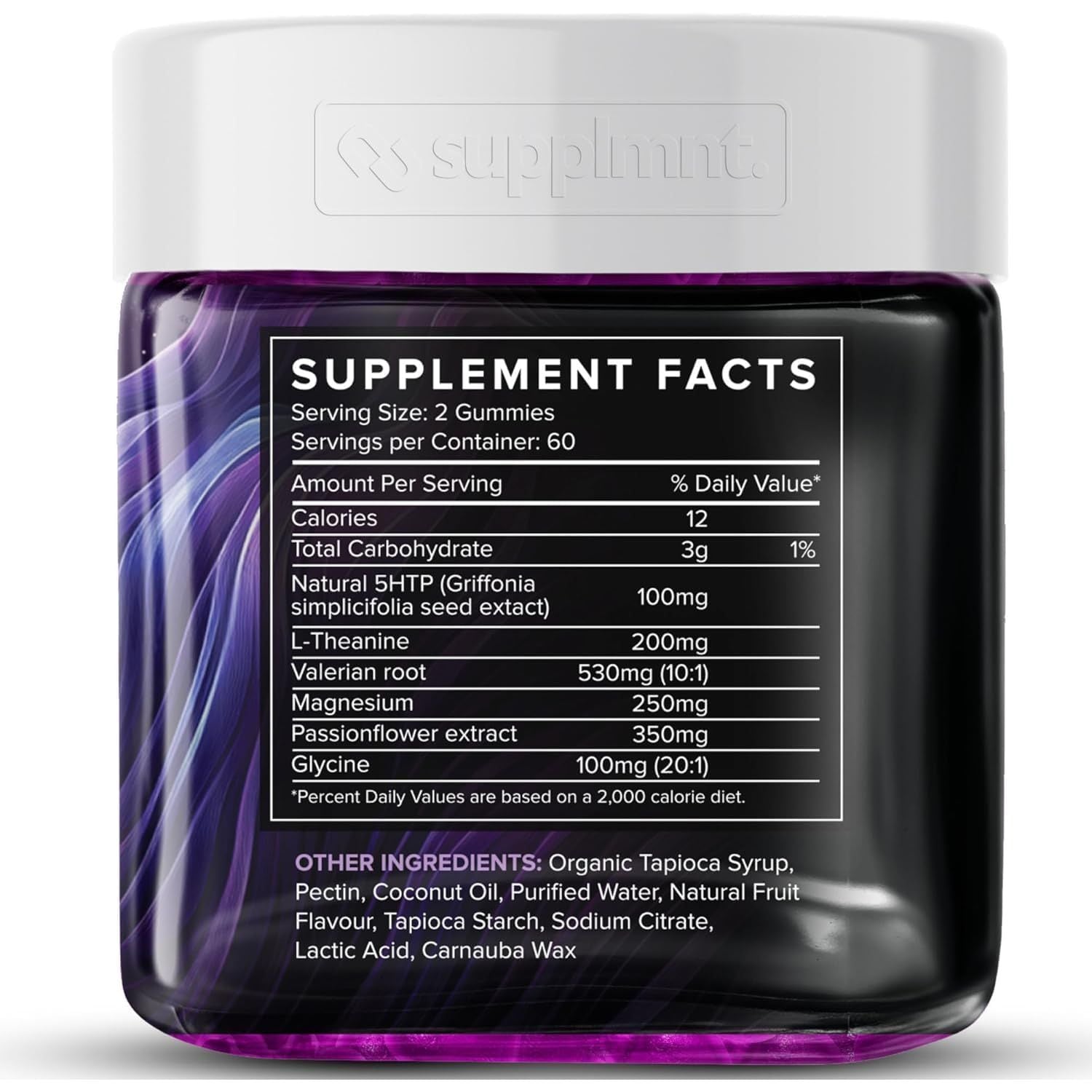 Supplmnt. Sleep Gummies for Adults | 4-Month Supply Sugar Free, Vegan – with Natural 5HTP Griffonia Seed & Valerian Root Extract, Magnesium, L-Theanine, Glycine | Grape Flavour Sleep Supplement, 120Ct