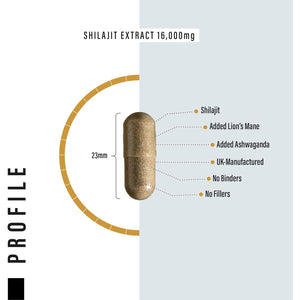 Shilajit Capsules 16,000Mg -120 Days Supply - 60% Fulvic Acid - Added Ashwagandha, Lions Mane, Turmeric and Black Pepper - High Strength Himilayan Shalajit