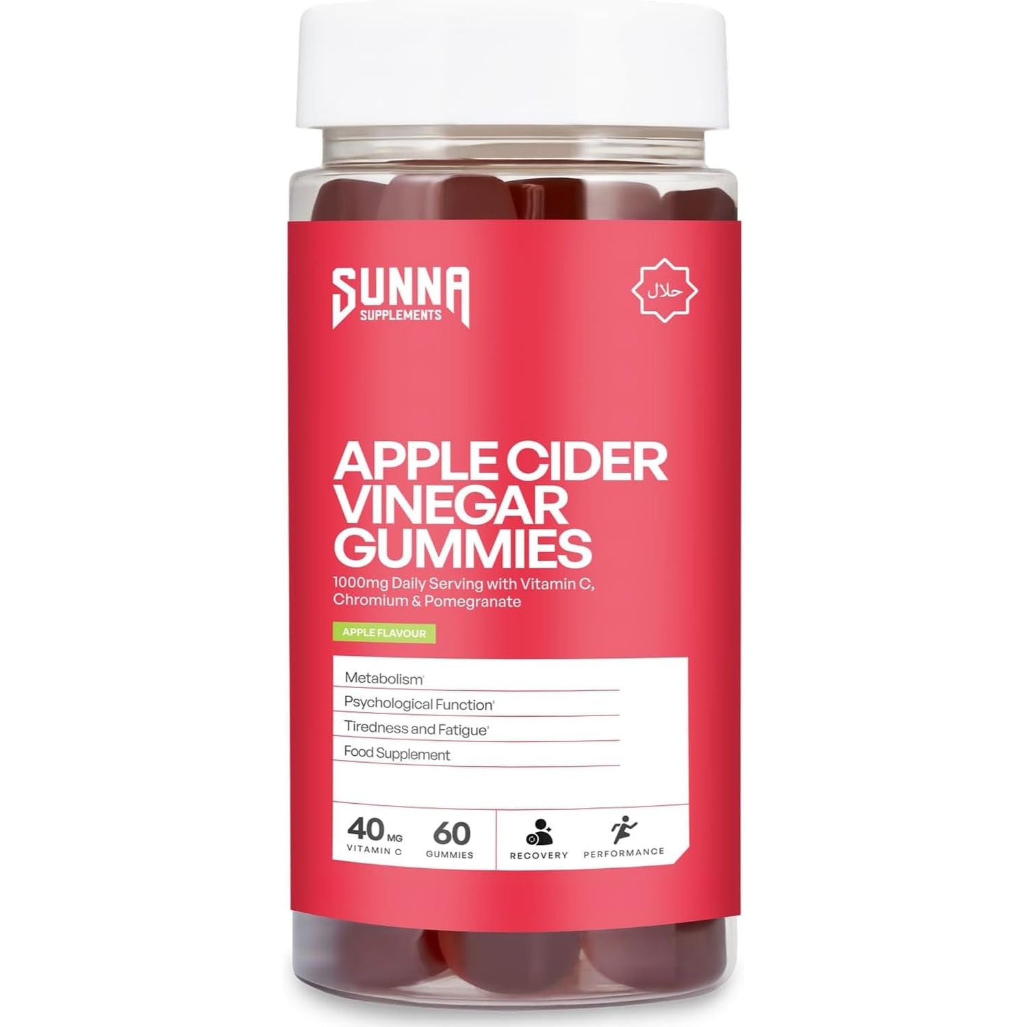 Sunna Supplements Apple Cider Vinegar Gummies 1000Mg – Supports Metabolism & Immune Health – with Vitamin C, Chromium & Pomegranate – Vegan, Non-Gmo, Gluten Free – 60 Gummies