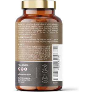 Boron - 10Mg Optimal Strength - Cognitive, Osteo & Hormone Health - Capsules - UK Made Supplement - GMP - Vegan