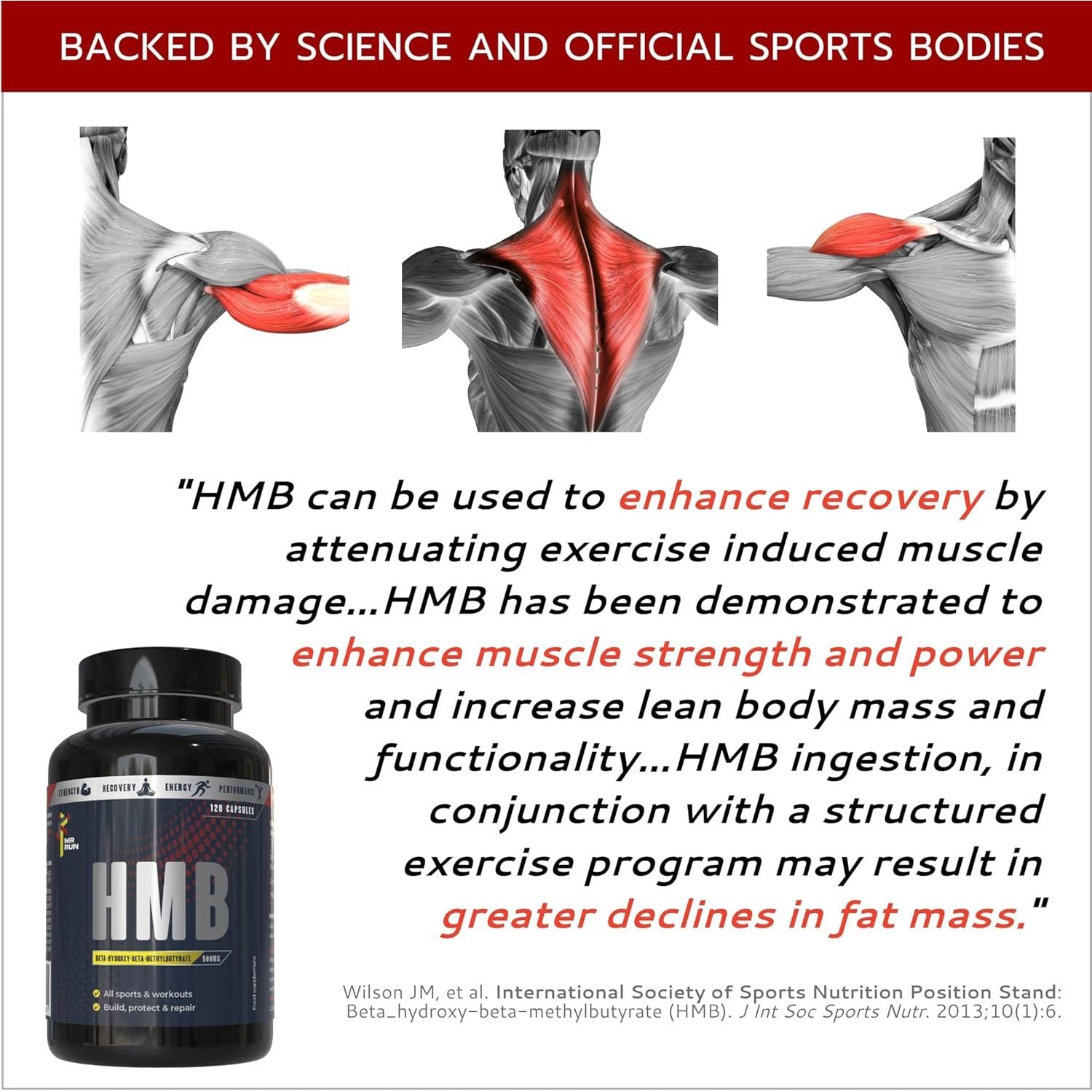 Mr Run'S HMB - Muscle Strength & Fitness, 1000Mg per Serving - Protect from Muscle Loss during Calorie Cutting, Ageing or Inactivity - 120 Capsules, 60 Servings