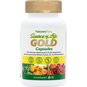 Naturesplus Source of Life Gold Capsules - Whole Food Based Multivitamin for Men and Women, Energy, Immune, Focus - Gluten Free, Vegan - 90 Capsules