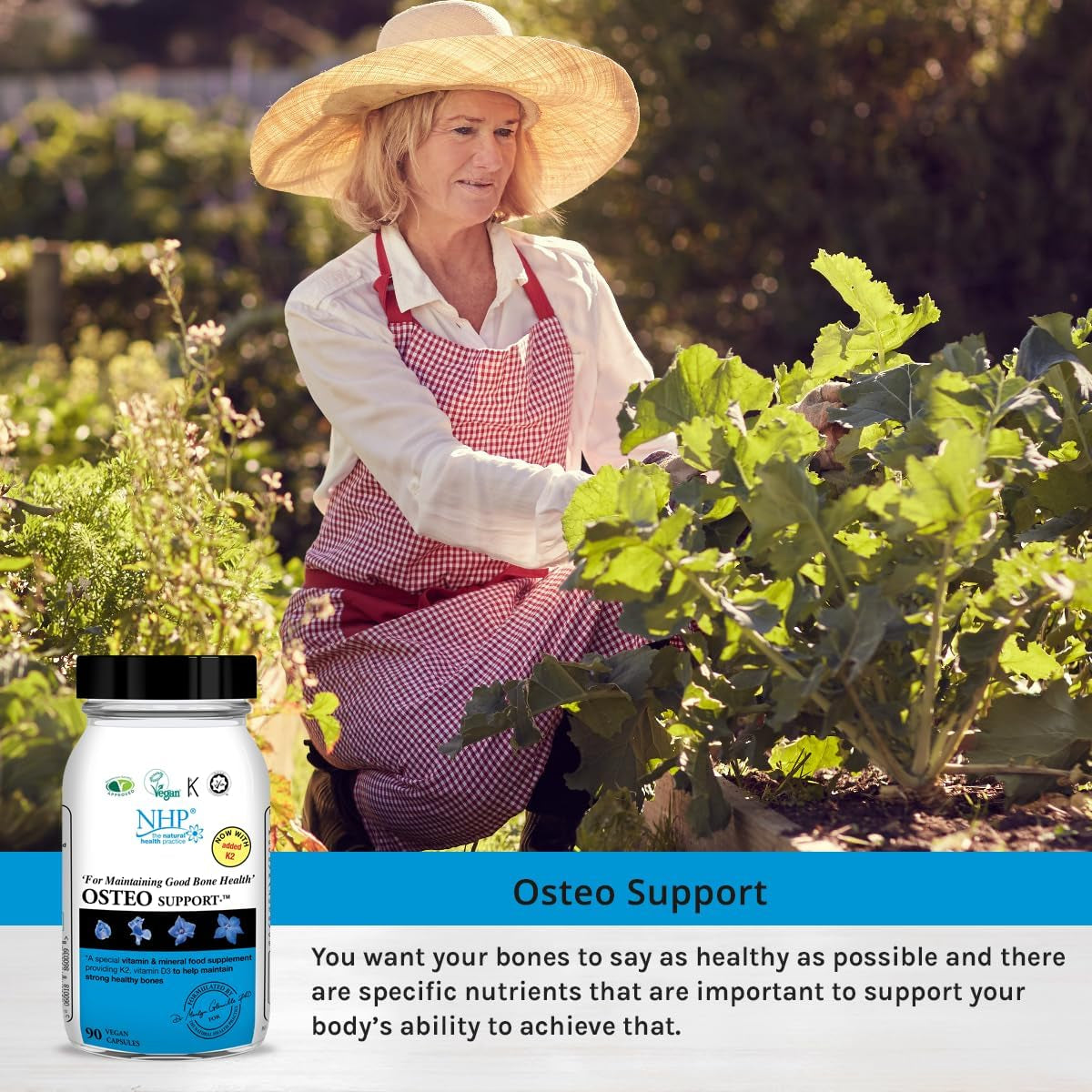 NHP Advanced Osteo Support - Multivitamin Supplement for Healthy Bones with Calcium, Magnesium, Vitamin D3, Zinc, and Digestive Enzymes,Vegan, All-Natural,No Fillers - 90 Vegan Capsules