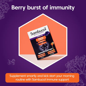 Sambucol Natural Black Elderberry Immuno Forte Chewable Pastilles | Vitamin C | Zinc | Immune Support Supplement | 20 Pastilles