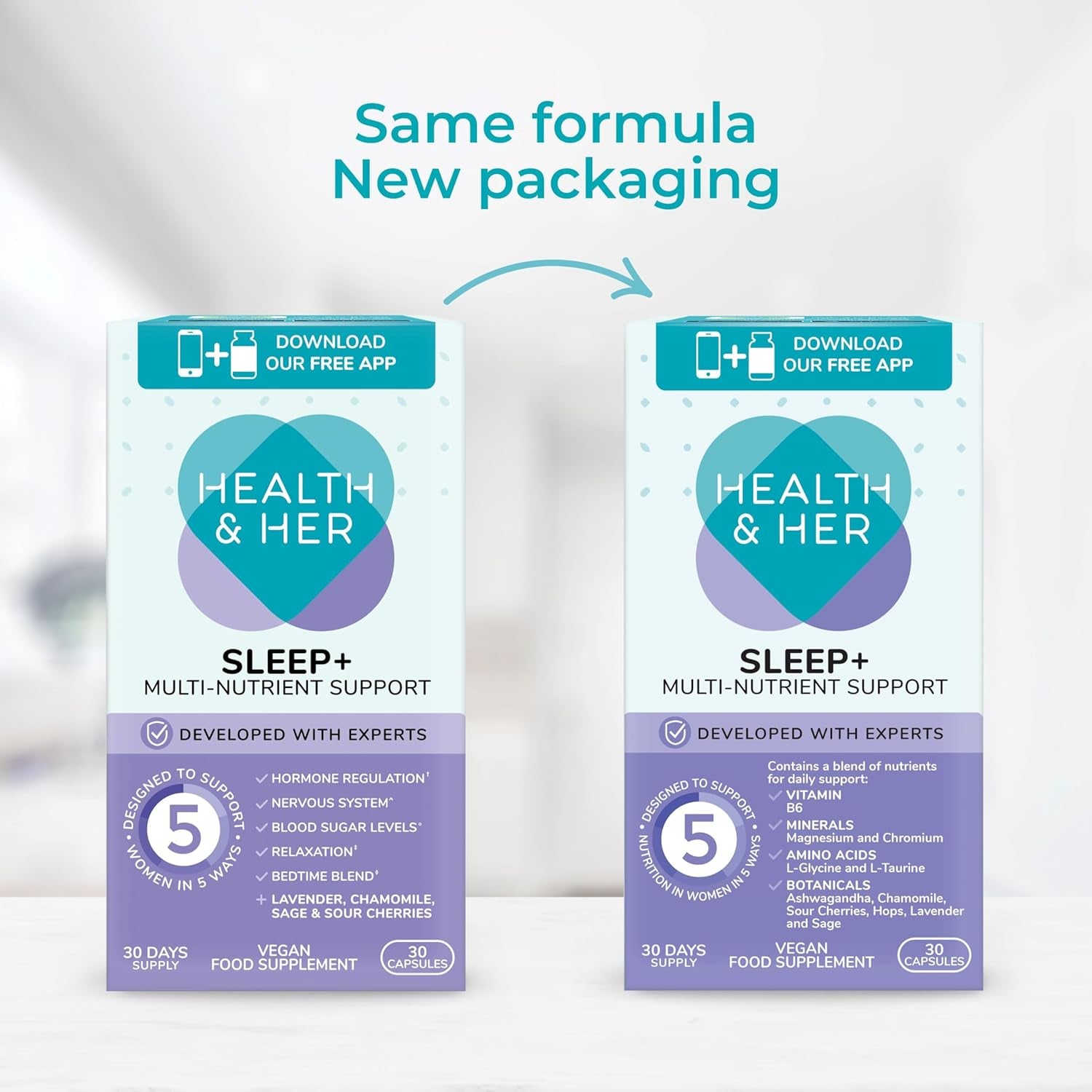 Health & Her Sleep+ Supplements for Women - 1 Month Supply, 30 Capsules - Women'S Multivitamin with Lavender, Chamomile & Magnesium - Vegan, Gluten-Free