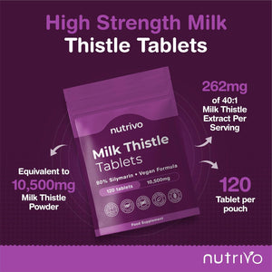 Milk Thistle High Strength Tablets 10,500Mg & 80% Silymarin per Serving | 120 Tablets | Milk Thistle Herbal Supplement | Vegan & UK Made