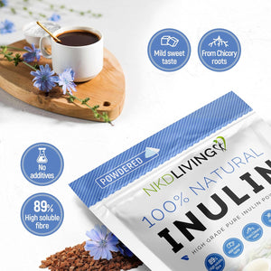 NKD Living Inulin High Grade Prebiotic Fibre Powder (1 Kg) - Manufactured in the EU - Fibre Prebiotic Supplement