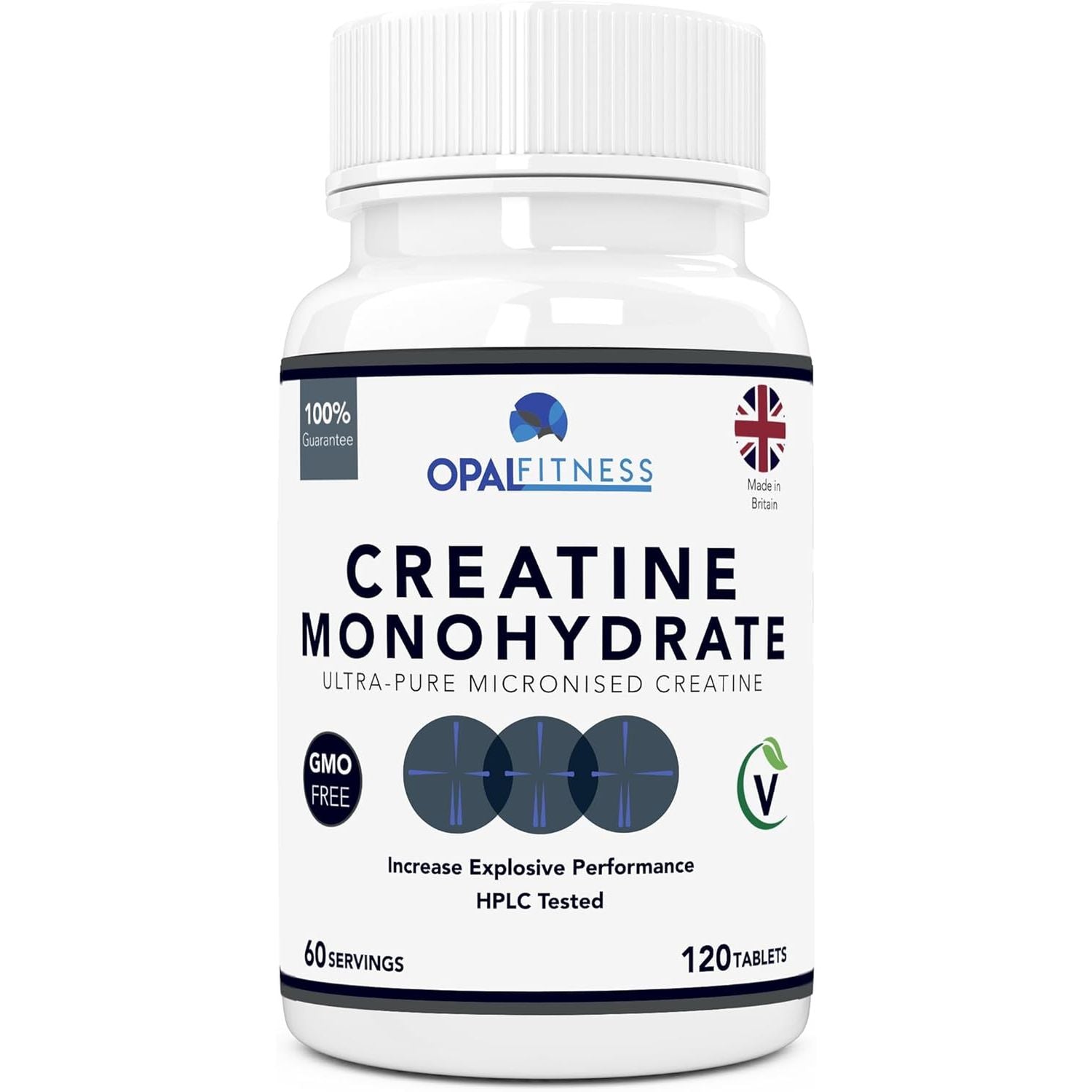 Creatine Monohydrate Tablets by Opal Fitness – Easy to Swallow Vegan Tablets - Scientifically Proven to Increase Muscle Strength, High Intensity Explosive Energy, and Build Lean Muscle Mass