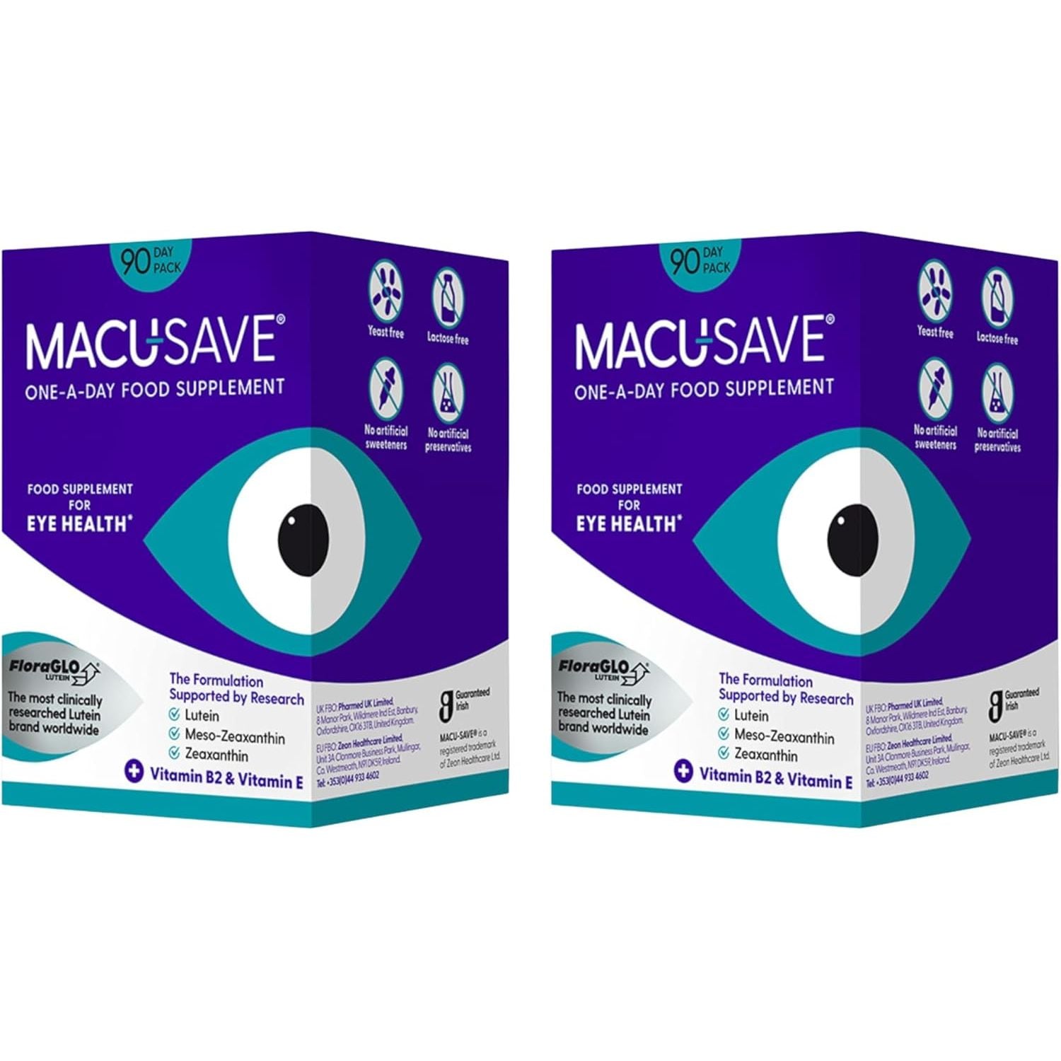 2 X 90 Pack - Macu-Save Food Supplement with Meso-Zeaxanthin/Lutein and Zeaxanthin - 180 Capsules (6 Months Supply)