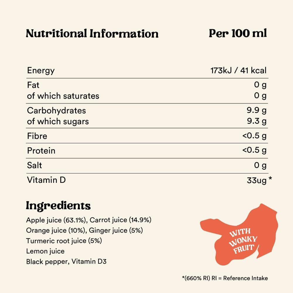 Flawsome! Vitamin D Turmeric Shots (12X60Ml) | Daily Defence | 20Ug of Vitamin D3 (396% RI) in Every Shot | Whole Ingredients, Nothing Artificial, No Added Sugar, Vegan | Bcorp Certified