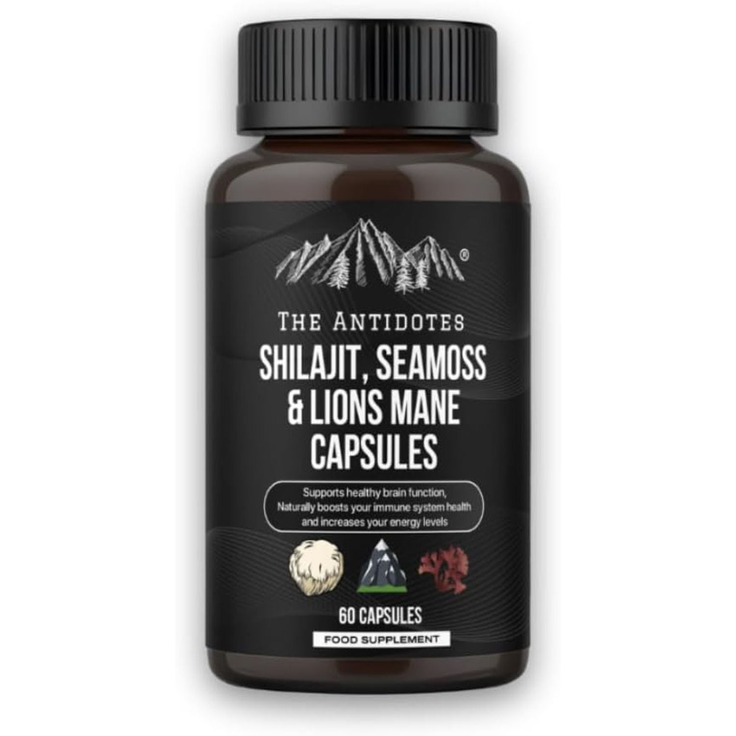 The Antidotes Shilajit, Seamoss and Lions Mane Capsules - 60 Vegan Capsules