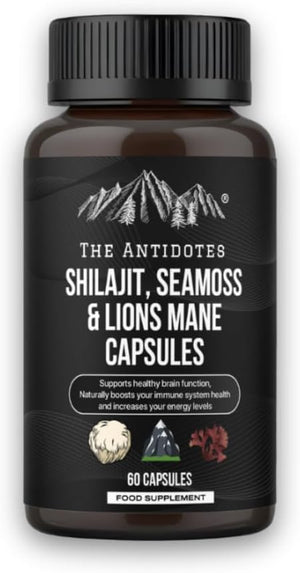 The Antidotes Shilajit, Seamoss and Lions Mane Capsules - 60 Vegan Capsules