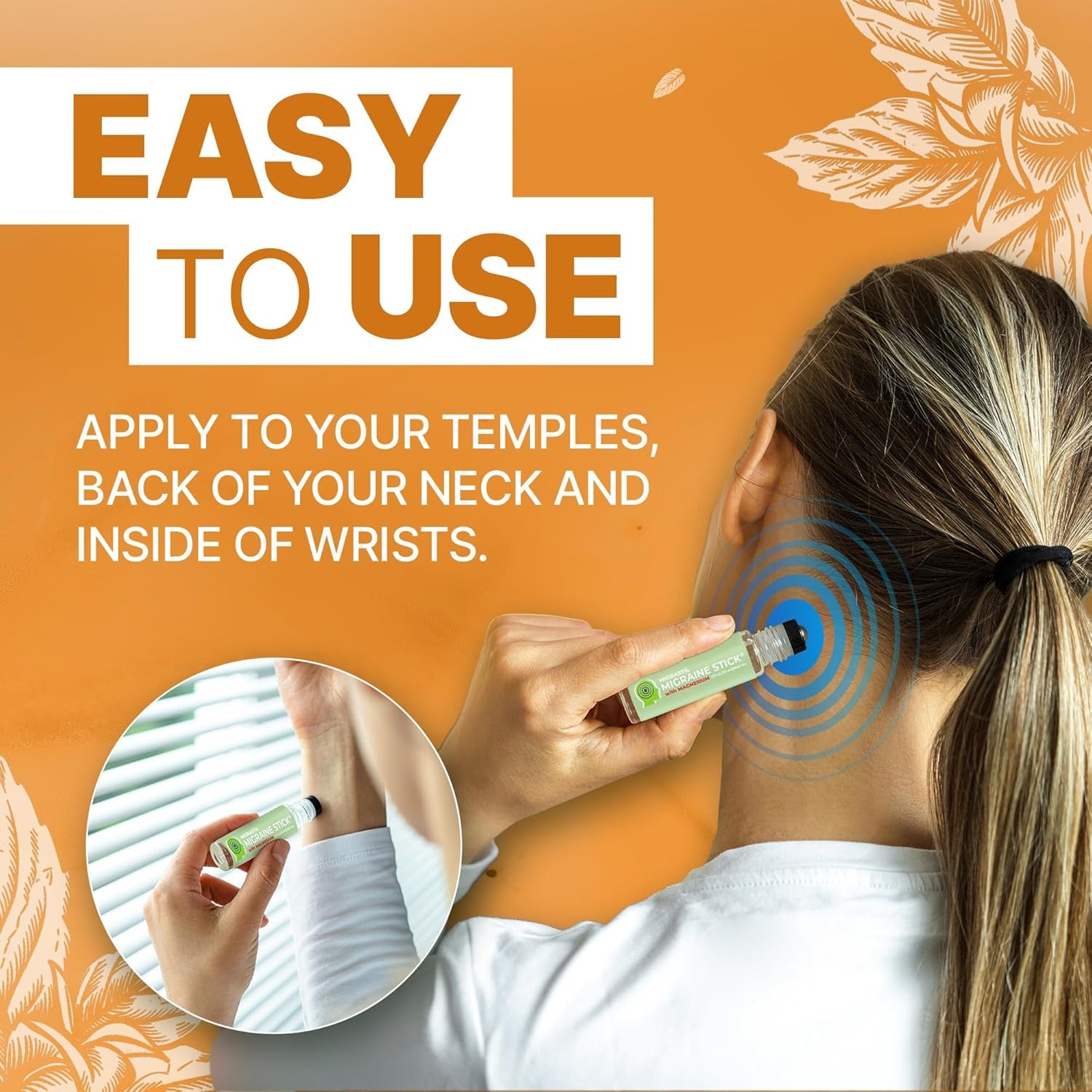 MIGRASTIL Migraine Stick with Magnesium Cooling Peppermint Eucalyptus Essential Oil Topical Magnesium for Headache Support. Made in the USA 10 Ml