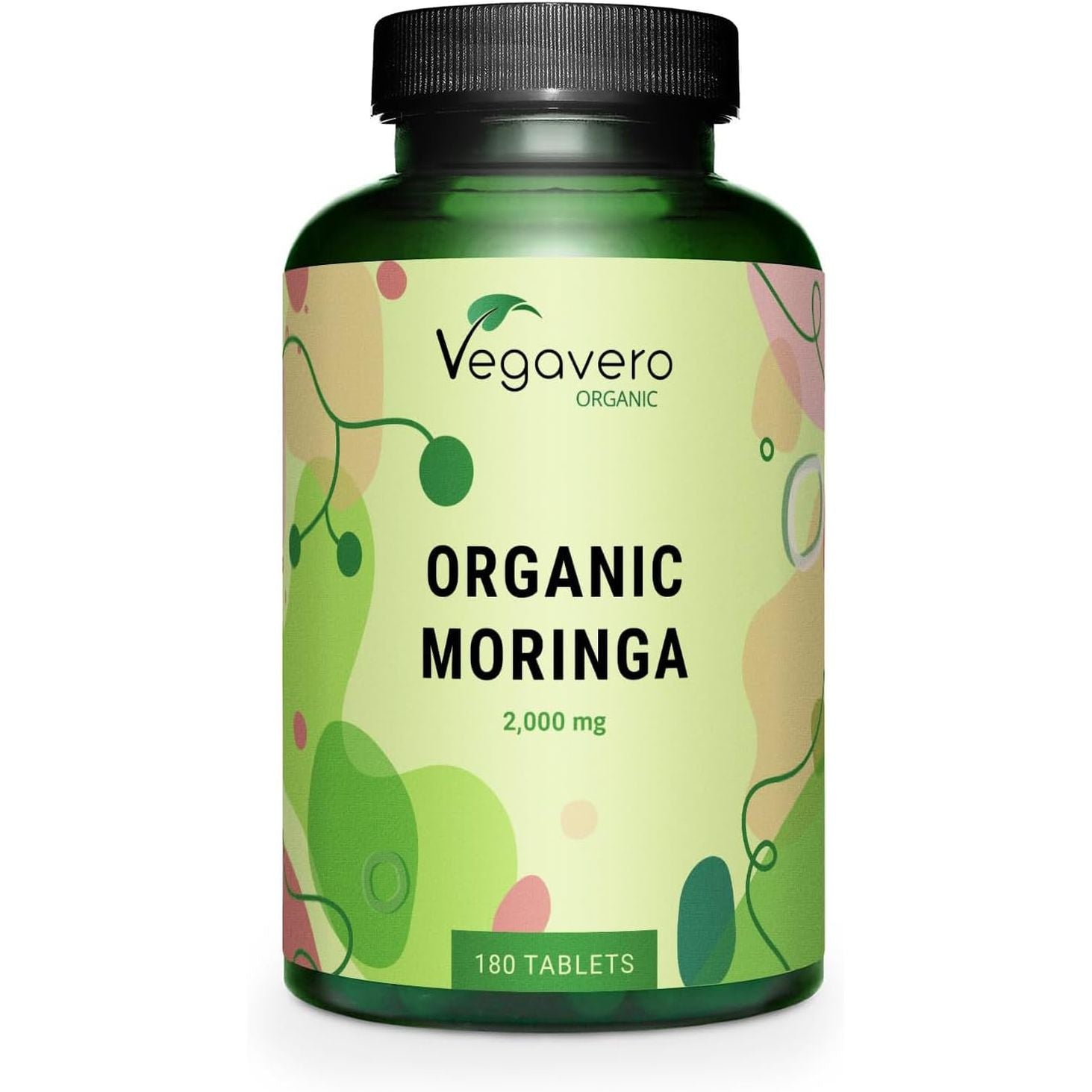 Vegavero Organic Moringa Oleifera Tablets 2000 Mg | Pure Powder - Premium Quality | Lab-Tested & Non-Gmo | Malunggay Supplement | 180 Tablets | Vegan