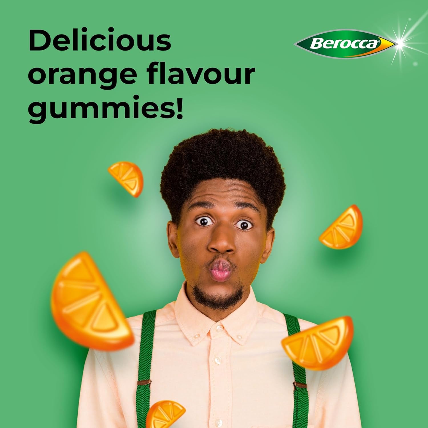 Berocca Immuno Multivitamin Gummies - Immune System Support Including Vitamin D, C, A, B-Complex (B6, B7, B12), E and Zinc - Supplement for Women, Men and Kids - 60 Gummies - Orange Flavour