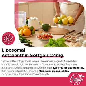 Cestfilo Liposomal Astaxanthin Supplement 24MG, Maximum Absorption, Natural Antioxidant for Skin & Eye Health, Gluten Free, Non-Gmo & No Gluten (60 Count (Pack of 1))