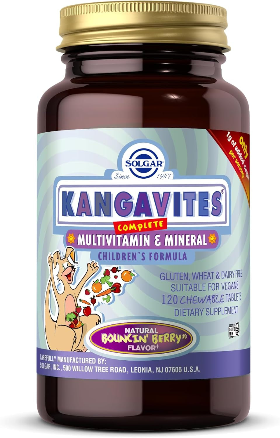 Solgar Kangavites Bouncing Berry Complete Multivitamin and Mineral Formula Chewable Tablets - Pack of 120 - 28 Active Ingredients - Supports a Healthy Lifestyle - Vegan and Gluten Free
