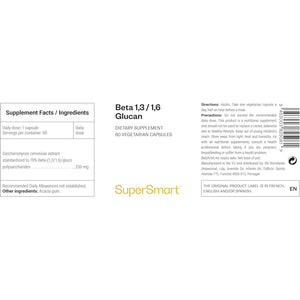 Beta 1,3/1,6 Glucan – Immune System Support – Helps Boost Vitality – Supports Normal Cholesterol Levels – Vegan – Supersmart