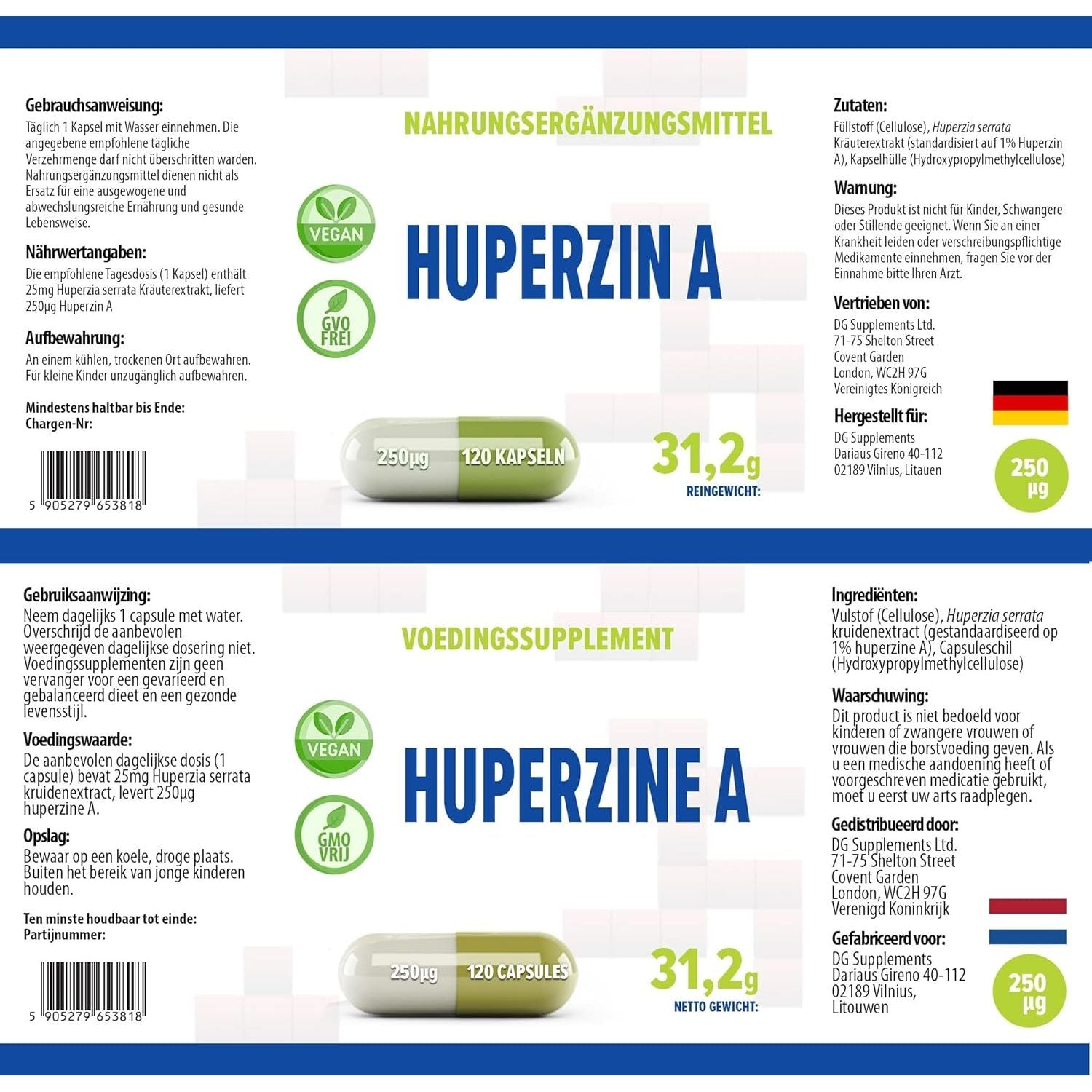 Hepatica Huperzine a 250Mcg – 120 Vegan Capsules | High-Strength Memory, Focus & Cognitive Support | 3Rd Party Lab Tested