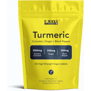 Turmeric Tablets 2400Mg (Per Serving) with Black Pepper & Ginger | 120 High Strength Curcumin Supplements | Vegan and Gluten Free | UK Made