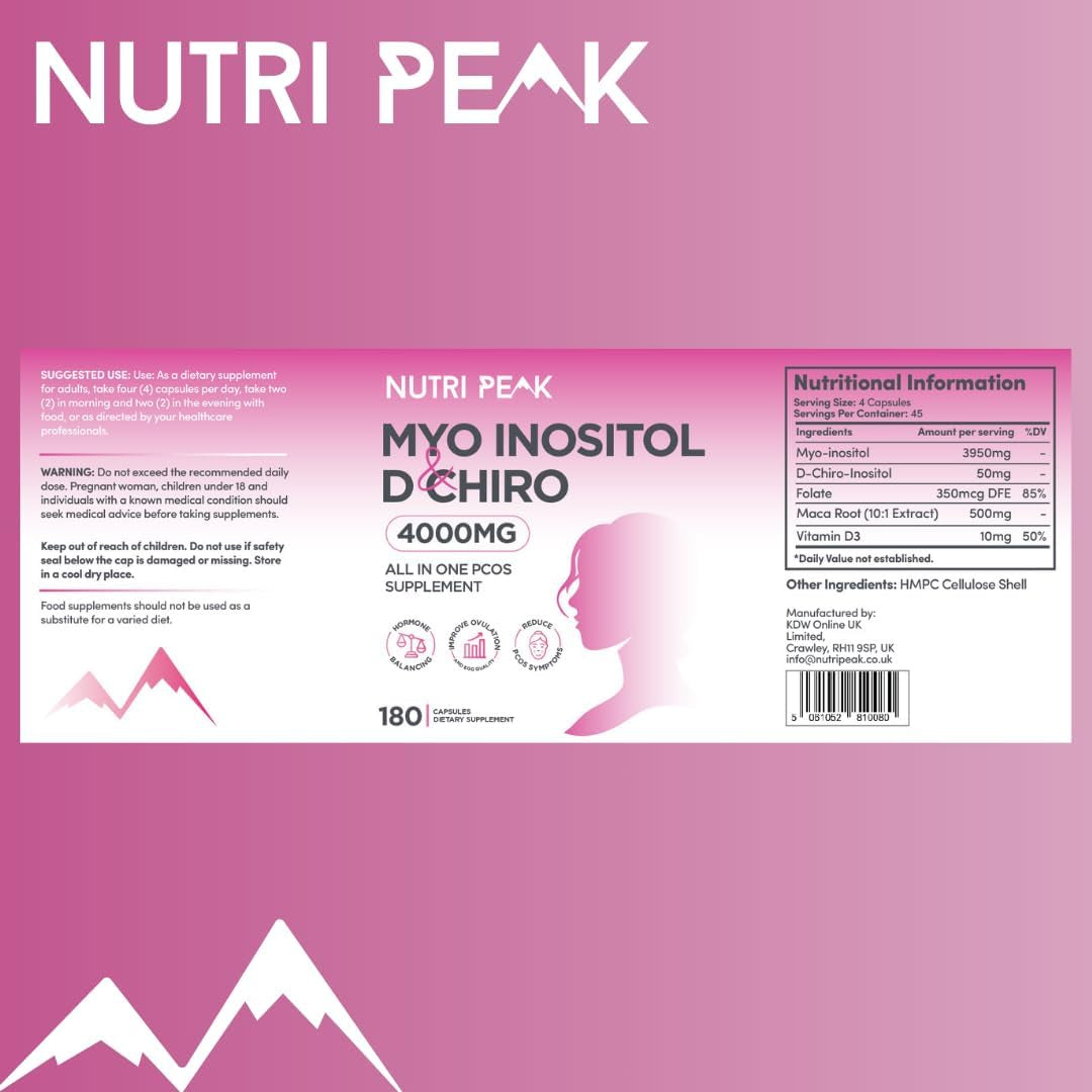 Max Strength Myo-Inositol & D Chiro | All in One PCOS Supplement | 4000MG | 180 Capsules | Hormone Balance for Women | Fertility Supplement for Women | Vegan & Gluten Free